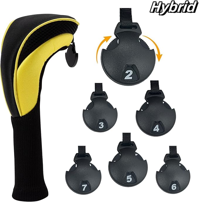 Golf Head Covers for Fairway Woods Driver Hybrids 5 Pieces Nylon Mesh Sports Fan Golf Club Headcovers-Golf Accessories for Men Women.
