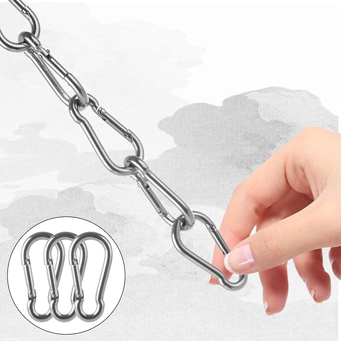 MIVIDE 32 Pack M6 x 2.36 inch Carabiner Clips Spring Snap Hook, 304 Stainless Steel Heavy Duty Snap Hooks Carabiner Quick Link Clip for Camping Hiking Traveling Outdoor Swing Gym, 260Lbs Capacity