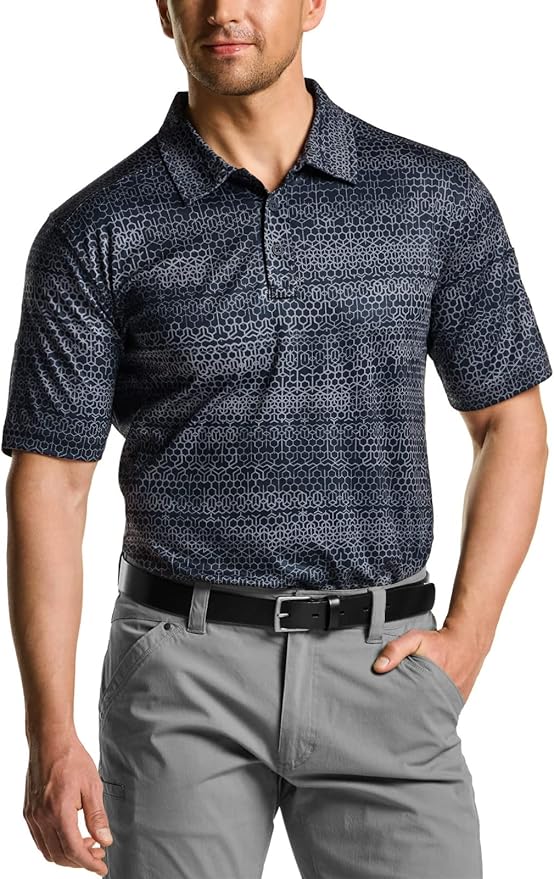 CQR Men's Polo Shirts, Tactical Short Sleeve Golf Performance Shirts, Lightweight Dry Fit UPF 50+ Pique