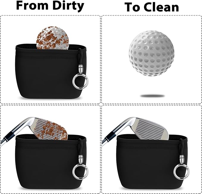 MOSTY Golf Club & Ball Cleaner Bag - Silicone Liner, Effortless Cleaning, On-Course Accessory, Black, 3x2 Inches, 16 Oz, Golf Bag Accessory, Gift for Golfers