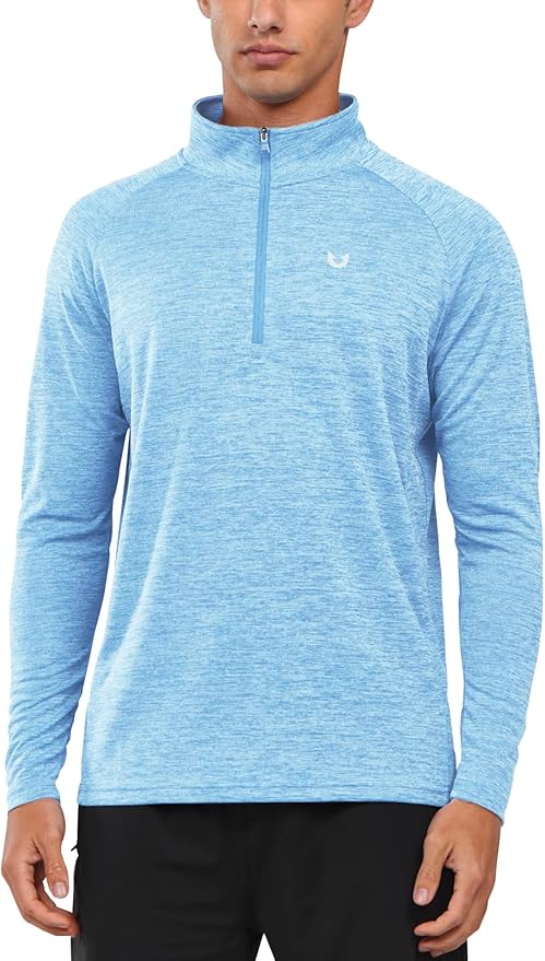 NORTHYARD Quarter Zip Pullover Men Running Shirt Long Sleeve Moisture Wicking Quick Dry Athletic Workout Shirts