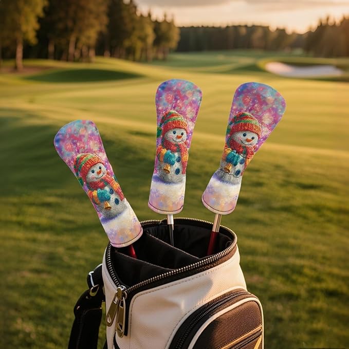 Golf Club Head Covers for Club Protective, Waterproof PU Leather Driver Fairway Wood Hybrid Head Cover