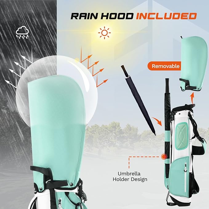 Lightweight Golf Stand Bag, 4-Way Full-Length Dividers, Holds Up to 10 Clubs, 3.7 lbs Golf Bag with Dual Straps & Stand for Driving Range, Par 3, and Standard Courses
