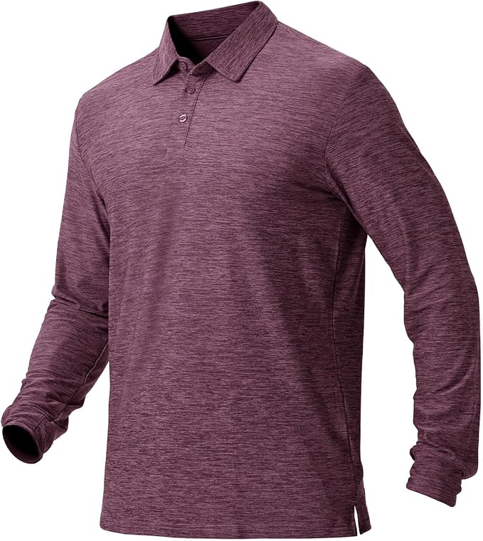 NAVISKIN Men's Polo Shirts Long Sleeve Golf Shirts with Collar UPF 50 SPF Shirt for Men Quick Dry Moisture Wicking