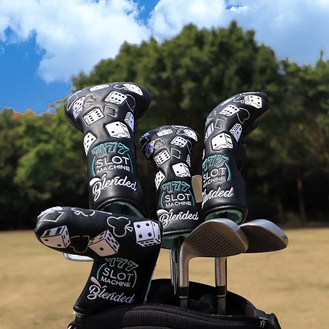 Golf Club Covers Lucky 777 Blade Putter Headcover Golf Driver Covers Fairway Wood Headcover Hybrid Head Cover Blade Putter Cover Leather 3 Wood Headcovers Golf Headcovers for All Brand