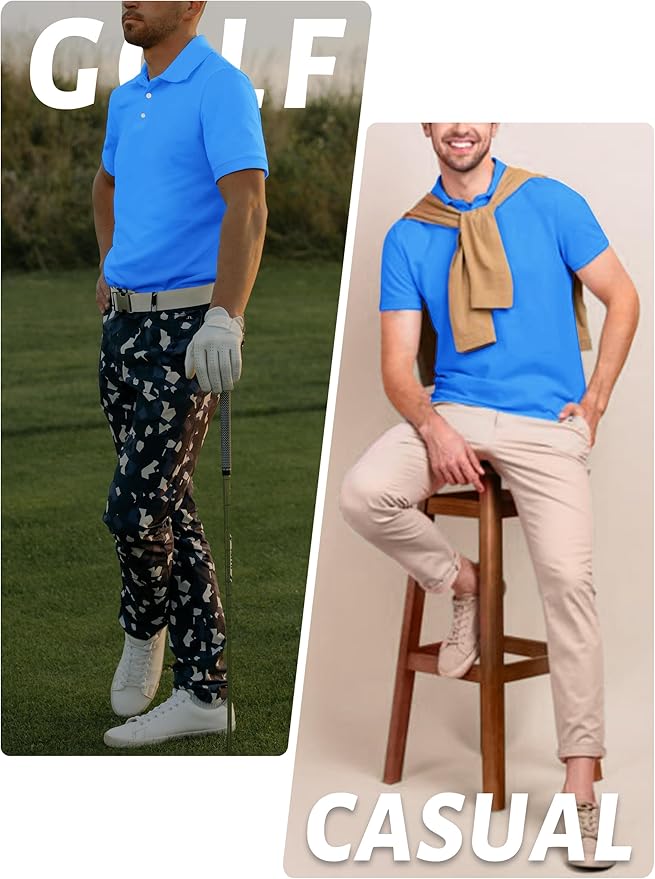 TACVASEN Mens Golf Shirt Dry Fit Mens Polo Shirts Short Sleeve Performance Golf Polos for Men with Collar Work Shirts