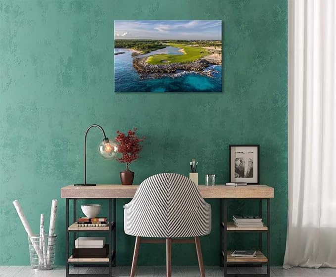 Punta Espada Golf Club Wall Art for Living Room Bedroom Bathroom Home Decorations Punta Espada Golf Course Picture Poster Framed Artwork Ready to Hang(12''H x 16''W)
