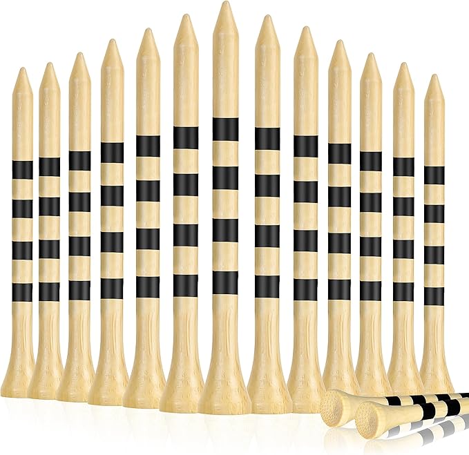 Natrual Wooden Golf Tees 100 Pack (2-3/4" & 3-1/4" Available) Biodegradable Bamboo Golf Tees,More Sturdy and Stable,Natural/White Color