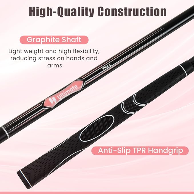 Tangkula 9/10/12 Pieces Women's Complete Golf Clubs Set, Golf Club Package Set with 460CC Driver, Fairway Wood & Hybrid, Irons, Putter, Portable Regular Golf Club Set
