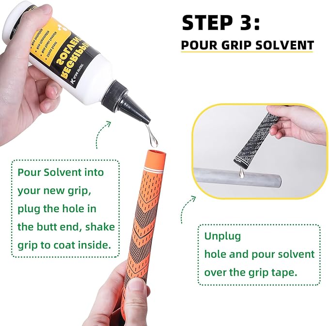 Golf Grip Kit - 15 Double Sided Tape Strips, 5oz Solvent, Hook Blade & Vise Clamp - Professional Quality