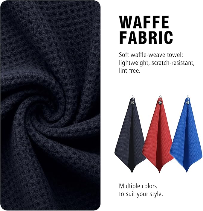 Dragon tiger Magnetic Golf Towel – 23.6"x15.7" Microfiber Waffle Weave with Magnet & Carabiner, Ultra Absorbent for Clubs, Bags & Carts, (Dark Blue)