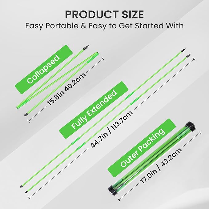 FINGER TEN Golf Alignment Sticks Rods Swing Trainer Tools 48 Inch 2 Or 3 Pack, Fits in Golf Bag Tour Stickers Practice Training Aid