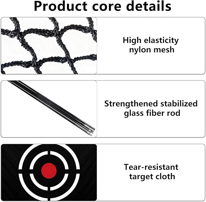 Pop-Up Golf Hitting Net - 8x7x7ft Heavy Duty Portable Driving Practice Equipment for Backyard Indoor Outdoor with Target & Carry Bag