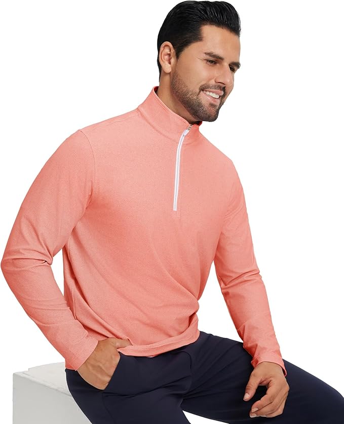 M MAELREG Quarter Zip Golf Pullover Men Dry Fit Long Sleeve Performance Wicking 1/4 Zip Full Print Pullover Mens Sweatshirt
