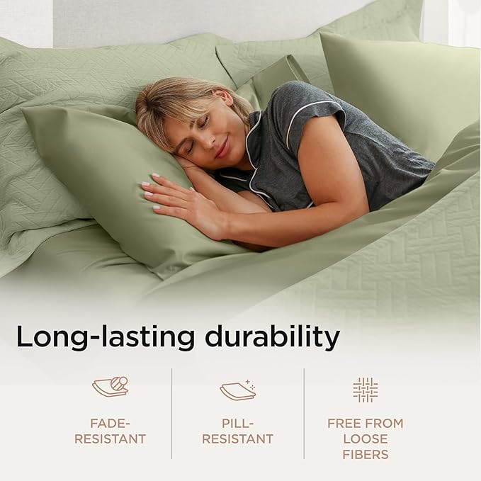 Threadmill Luxury 800 Thread Count California King 100% Cotton Sheets - Sage Green Sateen Weave Bed-Sheets, Better Than Egyptian Cotton, 4 Pc Solid Bed Set, Fits 16" Deep Pocket