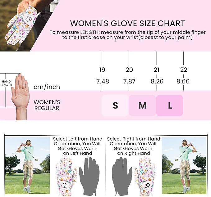 FINGER TEN Non Slip Golf Gloves Women 2 Pack for Left Right Handed Golfers, All Weather Grip & Comfortable Glove for Serious Performance, Fit Size Medium Small Large