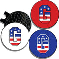 Wolf Golf Towels Golf Ball Marker Hat Clip | USA Monogram | 1 Magnetic Clip + 3 Ball Markers | Patriotic Golf Accessories for Men & Women