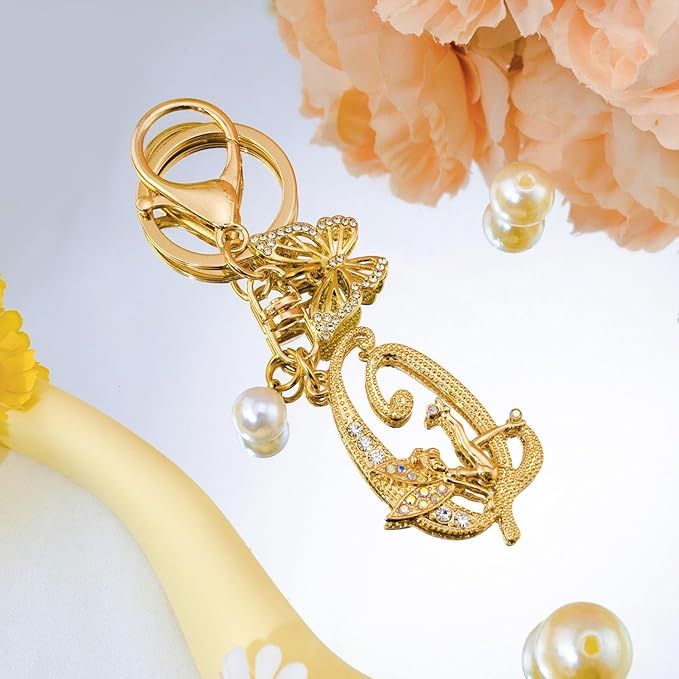 Initial Keychain Bag Charm Women Purse Charms for Handbags Accessories Charm for Wallet Butterfly Pendant for Girls