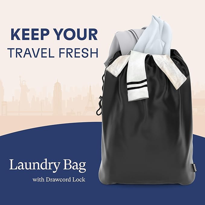 Shacke Premium 8 Packing Cubes Set - Lightweight Mesh Travel Luggage Organizers with Laundry Bag, 8-Piece Suitcase Storage System (Air Black)