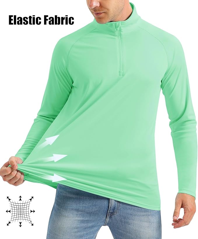 MAGCOMSEN Men's Long Sleeve Sun Shirts UPF 50+ Tees 1/4 Zip Up Fishing Running Rash Guard T-Shirts Outdoor Shirt