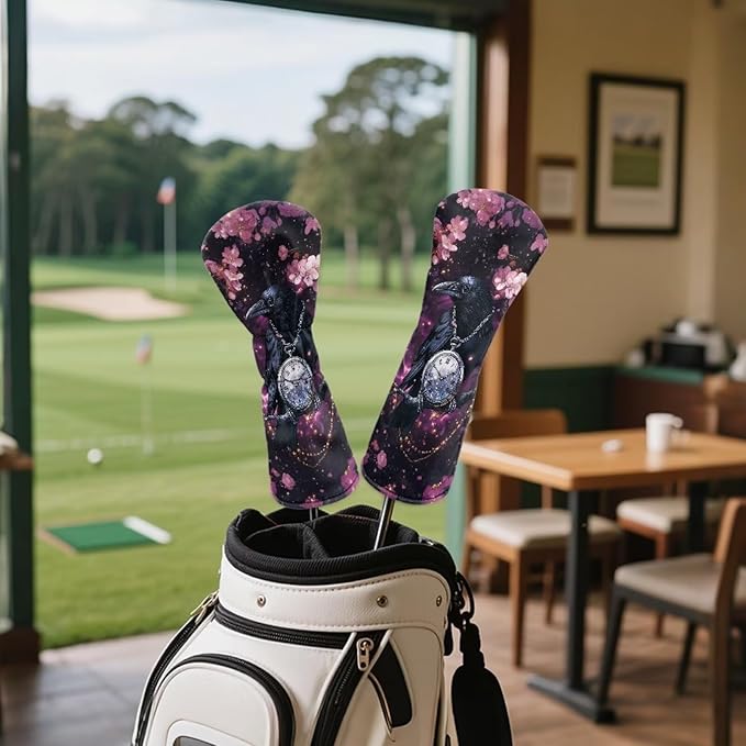 Golf Club Head Covers for Club Protective, Waterproof PU Leather Driver Fairway Wood Hybrid Head Cover