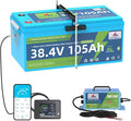 O'CELL 36V 105Ah LiFePO4 Golf Cart Battery+Mounting Bracket, 10+ Year Lifespan, 38.4V 4032Wh Lithium with 200A BMS, 4.9'' LCD/Bluetooth, 36V 25A Charger IP67 - Fit Club Car, EZ GO, Yamaha, Lawn Mower