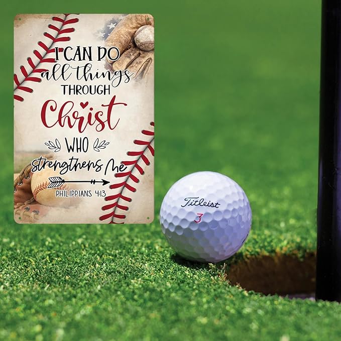 Baseball Decor For Boys Room Sports Decor For Boys Bedroom Tin Sign Vintage Metal Baseball Decoration I Can Do All Things Through Christ Who Strengthens Me 8x12 Inch