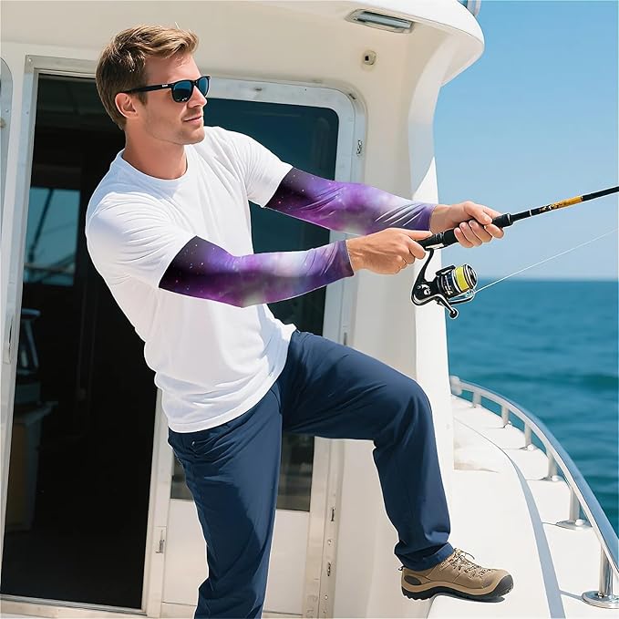 Cooling Arm Cover For Men & Women - Uv Sun Protection Arm Sleeves For Driving Golfing Fishing Cycling Hiking (L)