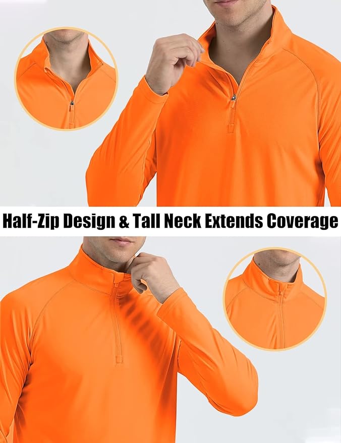 MAGCOMSEN Men's Long Sleeve Sun Shirts UPF 50+ Tees 1/4 Zip Up Fishing Running Rash Guard T-Shirts Outdoor Shirt