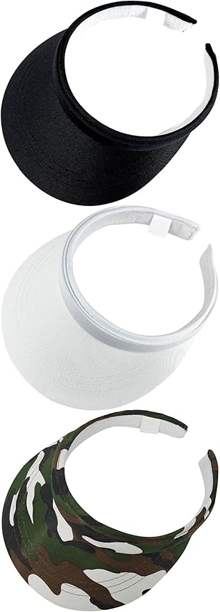 3 Pack Sports Sun Visor Hat Women Men Adjustable Clip On Visors Outdoor Golf Beach Cap