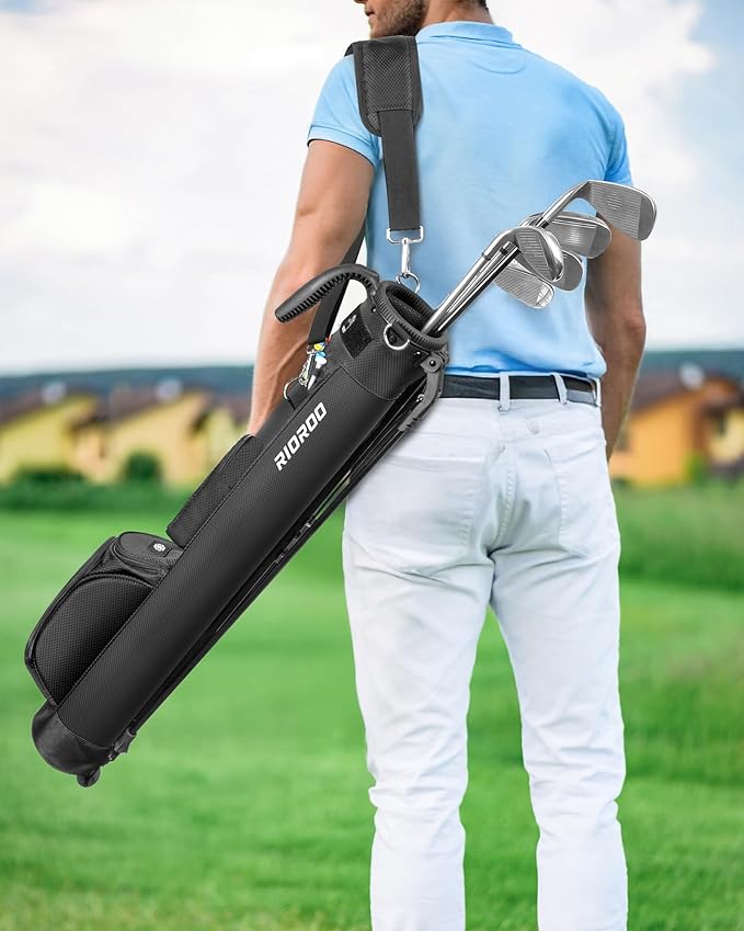 Golf Stand Bag, Lightweight Par 3 Golf Bag Holds Up to 7 Clubs with Two Way Dividers Cooler Pocket Shoulder Strap and Multiple Storage Pockets for Men and Women