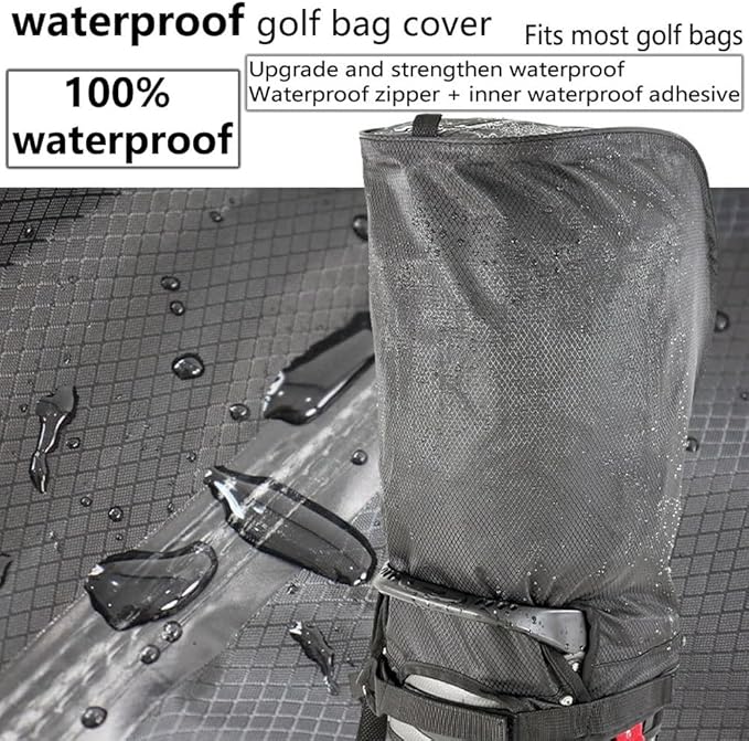 BOYEA & SKULLEAP Golf Bag Cover rain Cover/Hood Nylon Waterproof dust Cover Fits Most Golf cartBags Easy to use Collapsible and removabl Golf Accessory Gifts (Waterproof Nylon, Large)