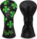 Live Lucky Golf Club Headcover Shamrock Golf Head Cover Elegant Embroidery Premium Leather Driver Covers Fairway Wood Covers Hybrid Headcovers Mallet Blade Putter Covers
