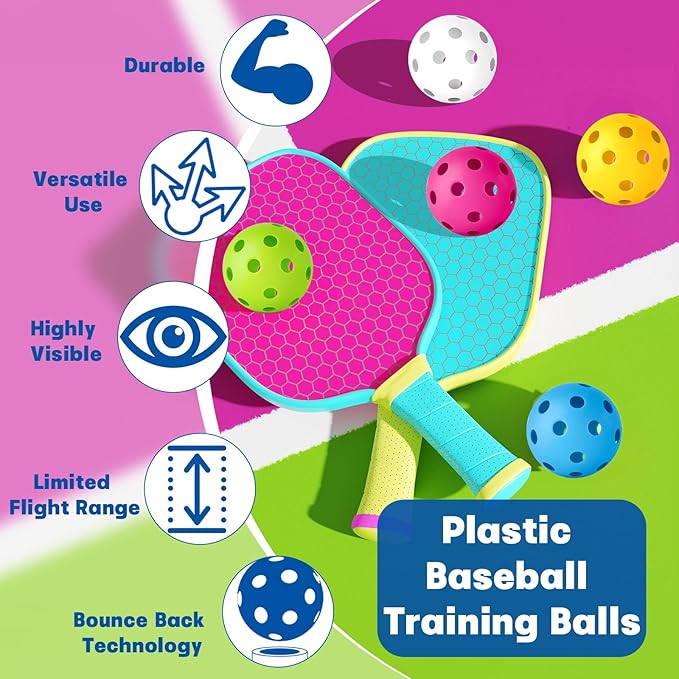 Coopay 12/50/100 Pack Baseball Practice Balls Plastic Training Balls Lightweight Hollow Softballs with a Drawstring Bag for Hitting, Baseball Training Indoor Outdoor Use