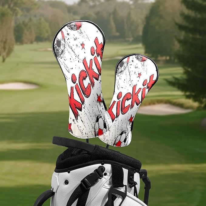 Premium Leather Golf Club Headcovers,Orange Cat Fits Driver Hybrid Fairway 3/5 Wood,with Scratch-Resistant Lining, Gift for Men and Women
