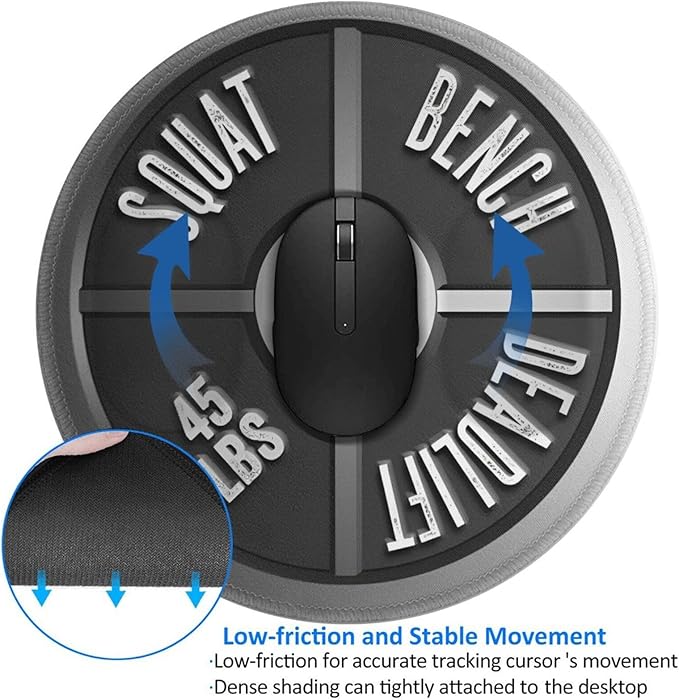 Weight Lifting Mouse Pad, Barbell Plate Deadlift Mouse Pads for Desk, Stitched Edge Mousepad with Non-Slip Rubber Base, Gaming Mouse Mat for Computer Laptop Home Office