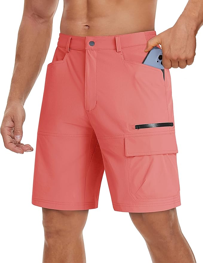 TACVASEN Men's Summer Outdoor Shorts Quick Dry Cargo Casual Work Hiking Shorts (NO Belt)