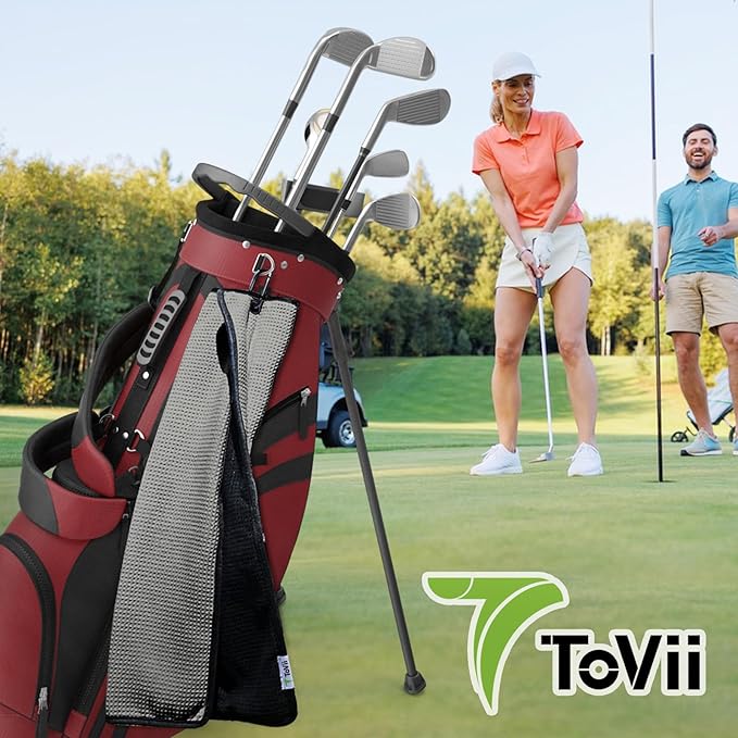 ToVii 2 in 1 Golf Towel, Wet and Dry Tri-fold Microfiber Towel for Cleaning Club and Ball with Clip and Waterproof Inner Barrier