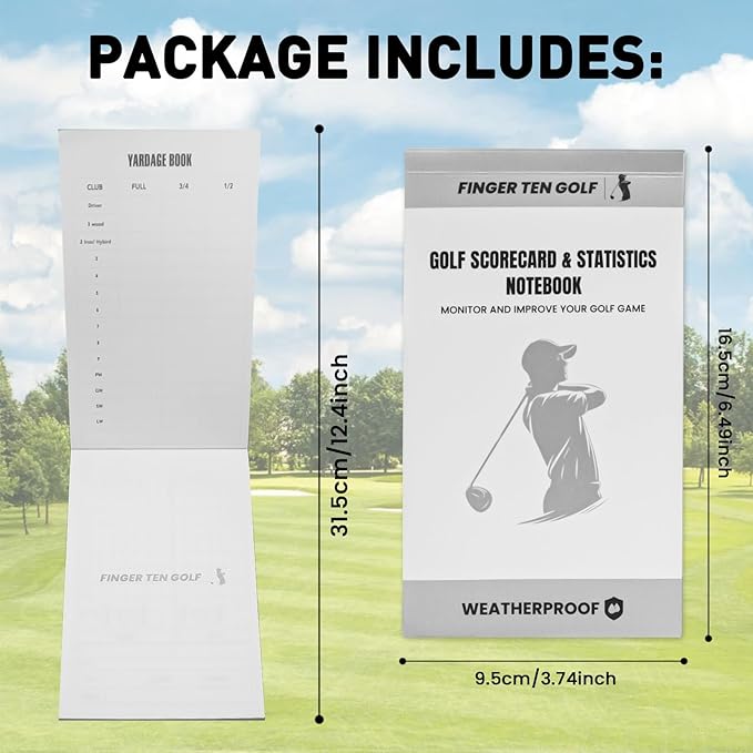 FINGER TEN Golf Scorecard Book Stats Statistics Log Notebook Waterproof Paper Value 1/2/4/8 Pack, Fit Golf Score Card Holder Cover