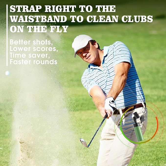 Pro Golf Club Cleaner Brush with Golf Groove Sharpener Tool Suitable for U & V-Grooves 8 Inches Golf Water Brush with Retractable Clip Hold 5oz of Water Perfect Golf Accessories for Men/Women