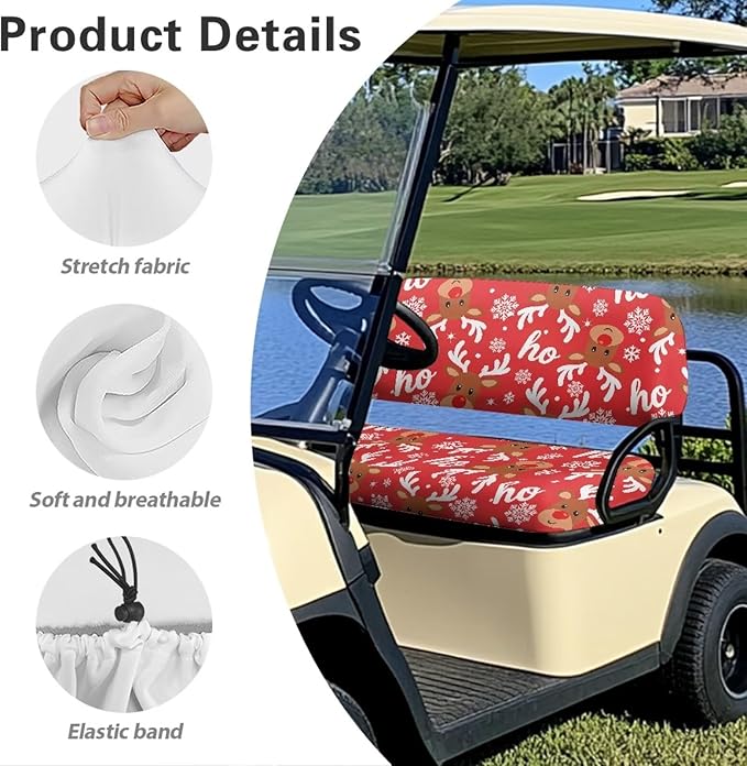Golf Cart Seat Covers, Universal Fit & Nonskid Bottom Fits for Club Car 2 Person Seats Golf Carts