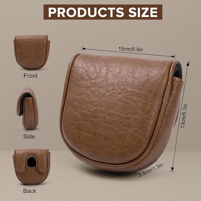 Golf Putter Covers Mallet Putter Headcover for Golf DF3 Putter, Brown Putter Cover Magnetic Closure Premium Leather Mallet Putter Covers for 2 Ball Putter