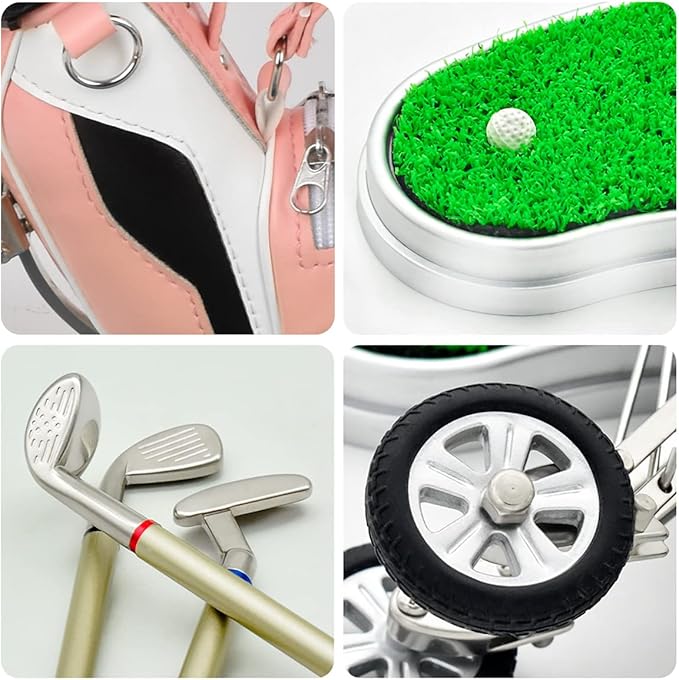 Dual-Purpose Creative Golf Pen Holder With 3 Club Pens - Office Desk Decoration, Souvenir Birthday Gift for Golfer Fans, Women and Men