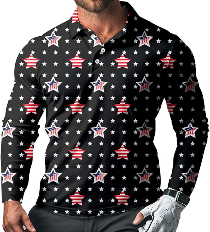 Men's Long Sleeve Golf Shirt Quick Dry 3 Button Work Fishing Outdoor Casual Collar Shirt