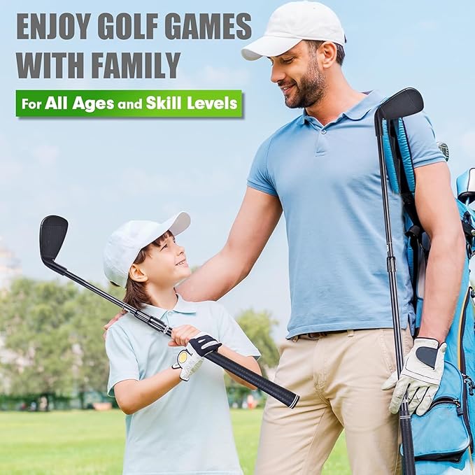 Plastic Golf Club Collapsible - Right Hand for Game & Travel, Golf Chiper Club for Junior, Adults Indoor Outdoor Training Bucket Pong Chipping Games for Family, Hit Plastic Foam Balls -2PCS