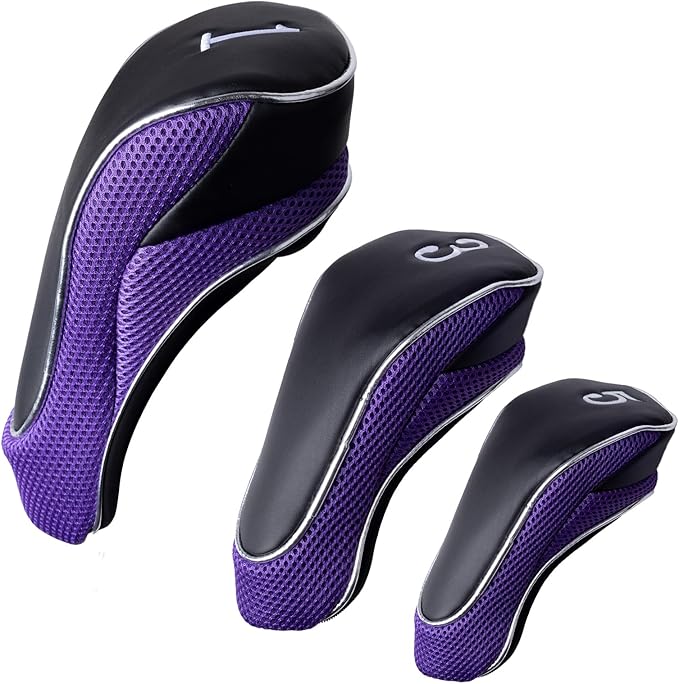 Andux Golf Club Driver Wood Head Covers with Hook & Loop Set of 3