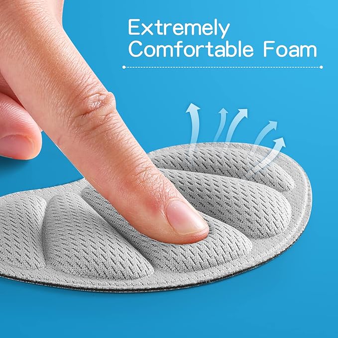 Back of Heel Cushion Pads, Adhesive Heel Grips Inserts for Loose Shoes, Shoe Slip, Heel Pain and Blister, 8PCS-Gray