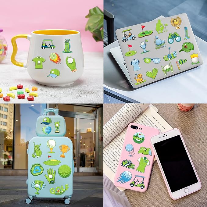 60 PCS Golf Sport Pre-Cut Temporary Tattoos | Super Cute Themed Birthday Party Favors, Supplies, Decorations, Green Sport Fake Tattoo Stickers, School Rewards Prizes & Gifts Boys & Girls, Carnival