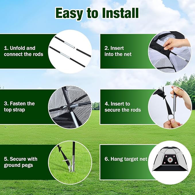 MoKo Golf Net with Practice Mat, 10 x 7 ft Golf Hitting Net for Outdoor Indoor Backyard Driving Chipping Swing Training, All-in-One Multi-Target Practice Nets, Gifts for Men Dad Him and Golfer