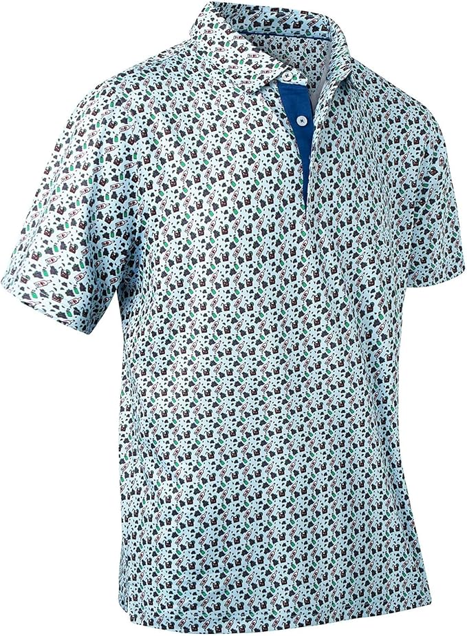 Mens Golf Shirts Quick Dry Moisture Wicking Casual Short Sleeve Performance Athletic Print Collared Stylish Men Polo Shirt